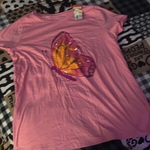 Cat & Jack Pink Shirt with Butterfly Design